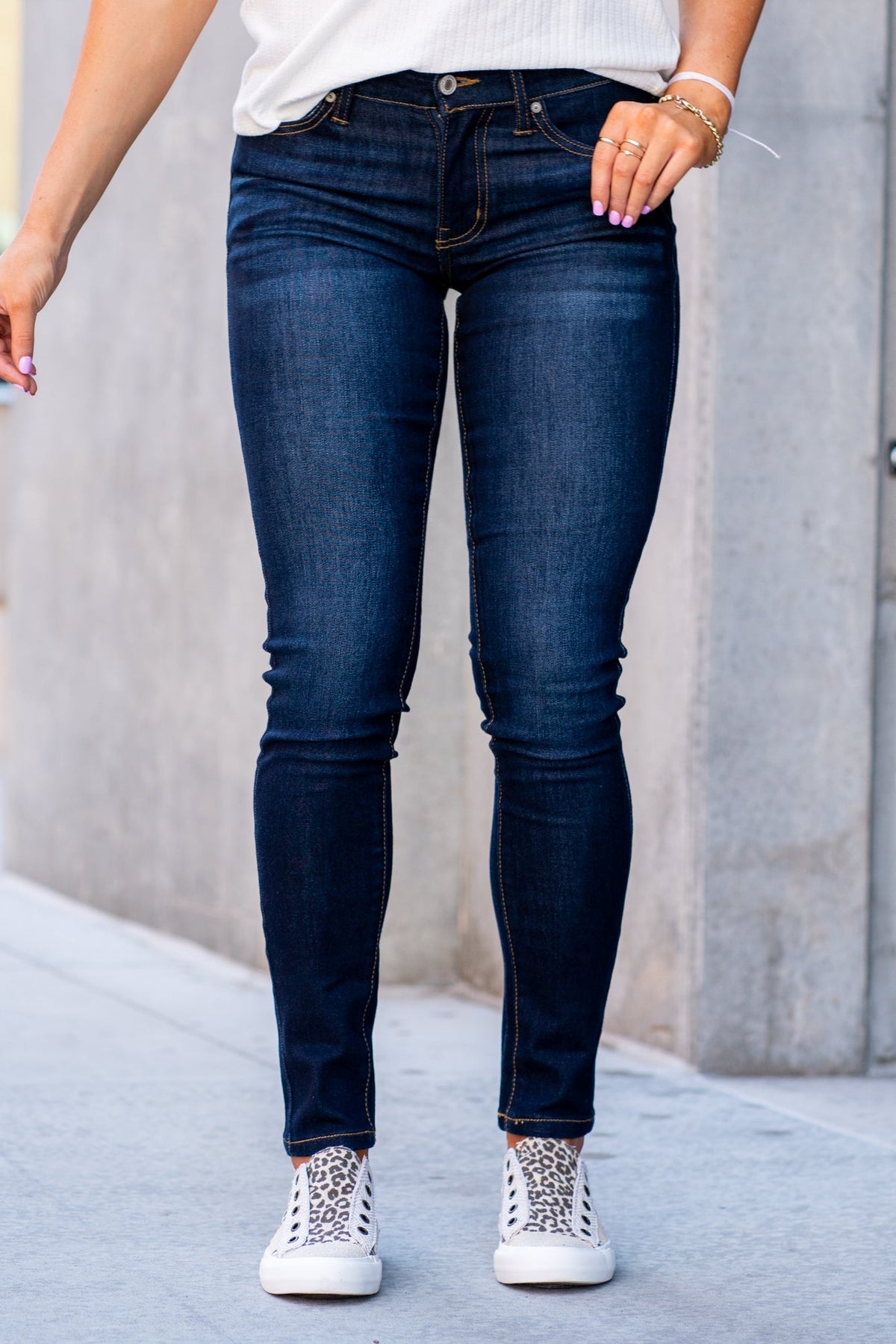 KanCan Mitchell Mid Rise Super Skinny Jeans Dark Blue Wash
