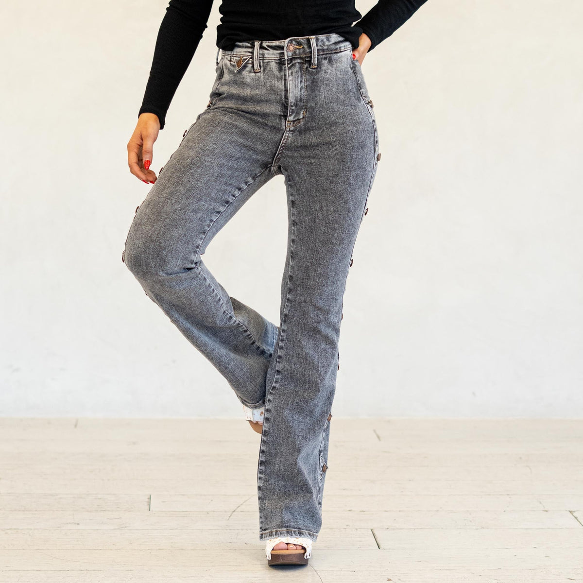 Judy Blue Desert Daze High Waist Grey Bootcut Jeans Grey