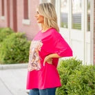 Zutter Long Live Cowgirls Vintage Graphic Top Fuchsia