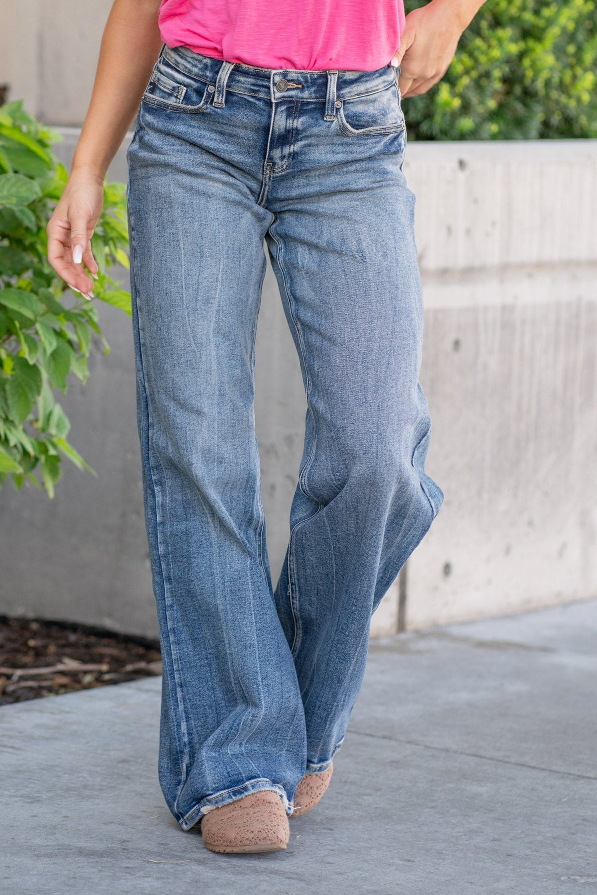 KanCan Venice Mid Rise Wide Leg Jeans Dark Blue Wash