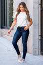KanCan Mitchell Mid Rise Super Skinny Jeans Dark Blue Wash