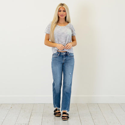 Hem & Thread Grey Cabin Plaid Pocket Knit