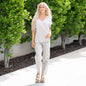 Violet Grey Blossom Ruffle Sleeve V Neck Top