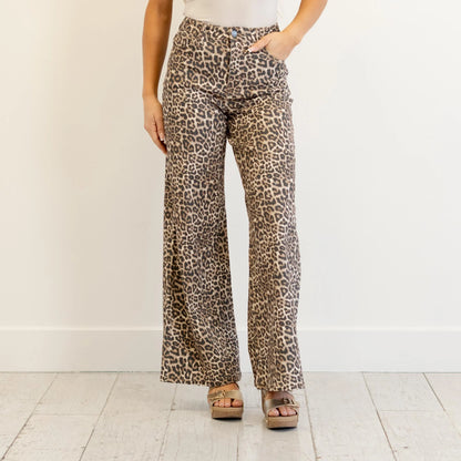Cello Jeans Savanna High Rise Leopard Wide Leg