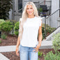 Alexis Sleeveless Ruffle Neck Top - White