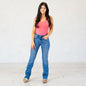 LOVERVET Neatness High Rise Full Length Bootcut Jeans Medium Blue Wash