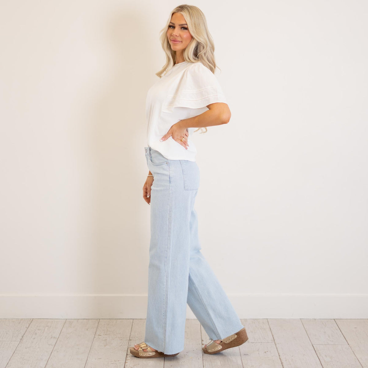 (SOLD OUT) KanCan Wren High Rise Wide Leg Striped