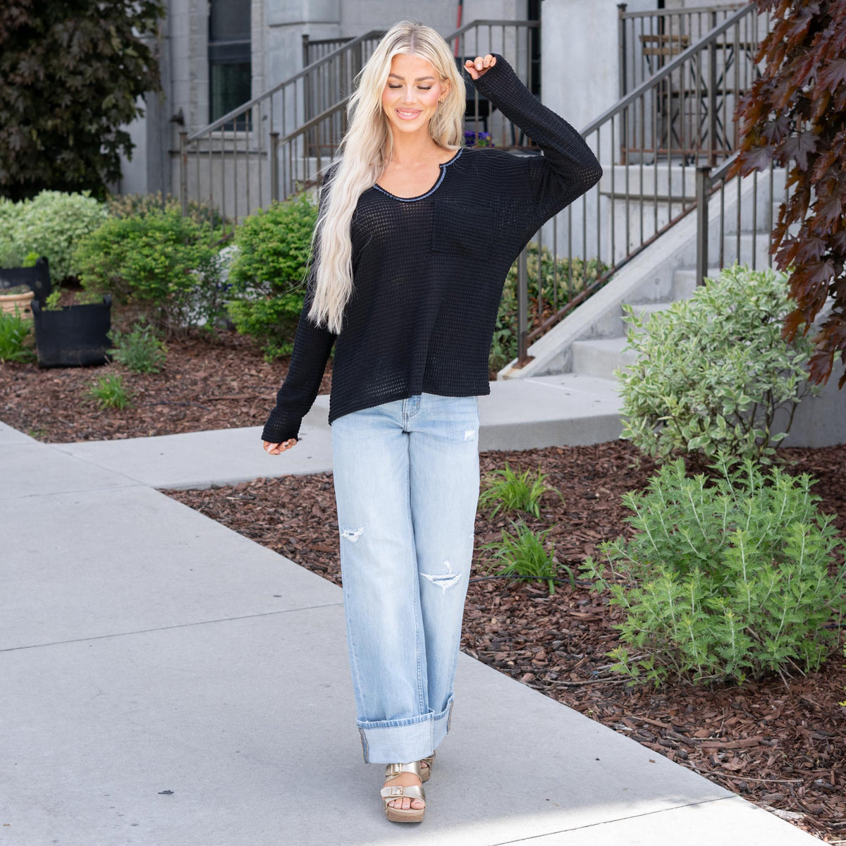 Long Sleeve Oversized Tee Black 10.00