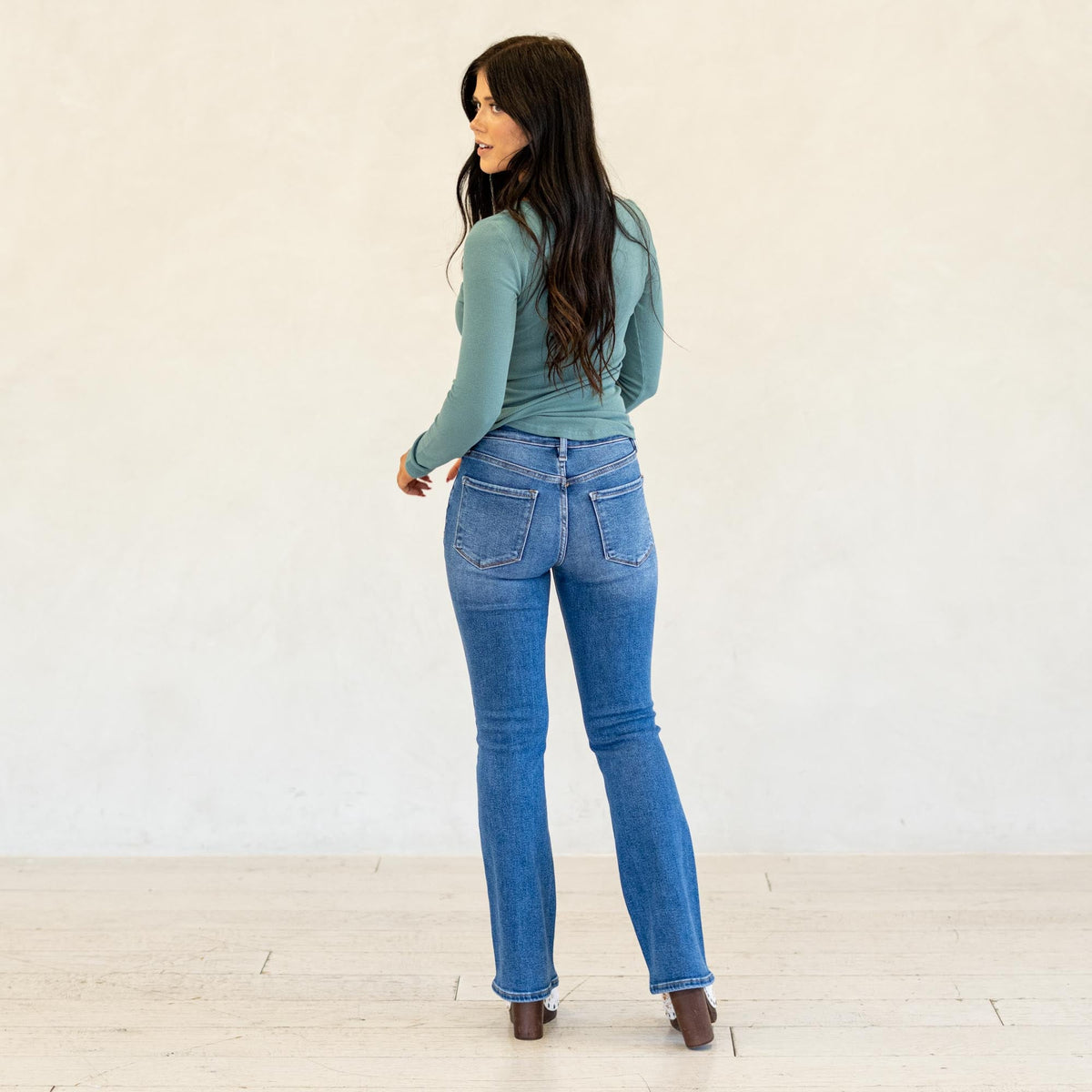 Lovervet Radiant High Rise Bootcut Jeans Medium Blue Wash