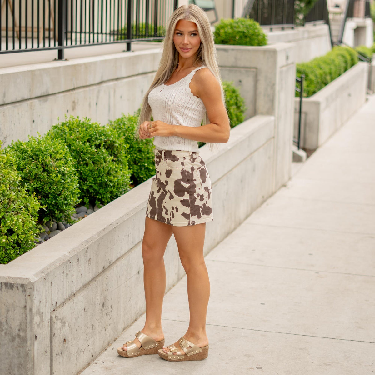 KanCan Mills High Rise Mini Skirt Brown Creme