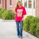 Zutter Long Live Cowgirls Vintage Graphic Top Fuchsia
