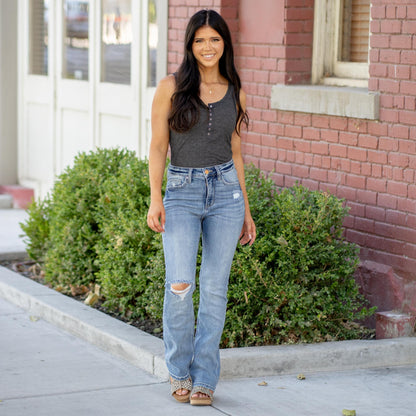 Mia Tummy Control Top High Rise Bootcut Distressed