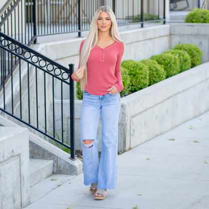 Vanilla Bay Rowan Reversed Stitch Thermal Henley