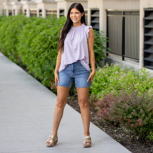 2 Button Mid Rise Dad Fit Shorts