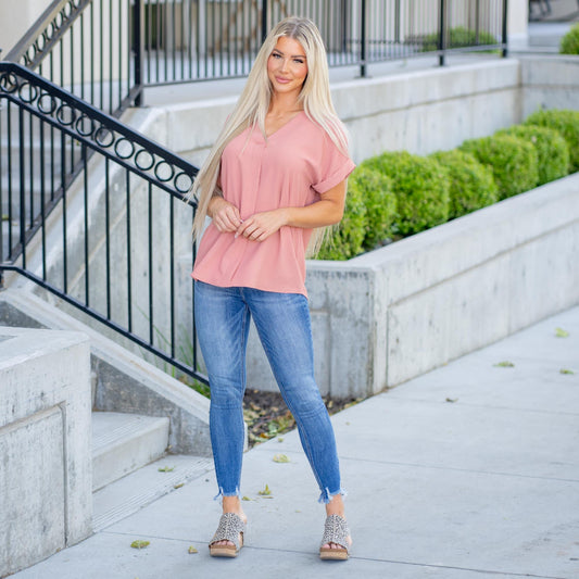 Vanilla Bay Harper Textured V-Neck Dolman Blouse