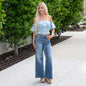 Judy Blue Sienna Mid Rise Retro Wide Leg Medium Blue Regular & Plus Sizes